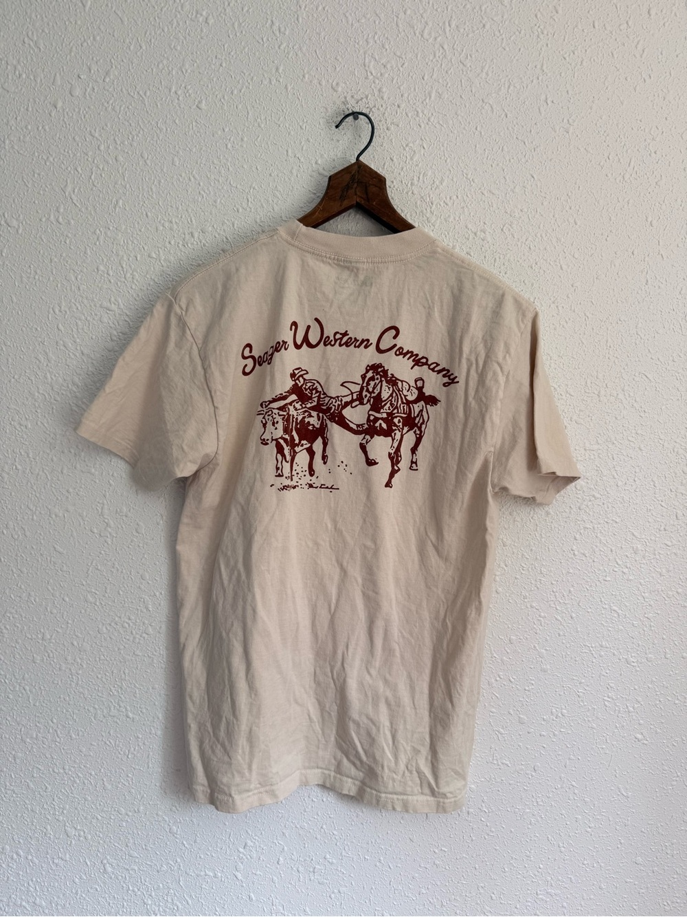 Seager western company cream cowboy t shirt M